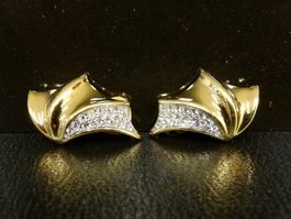 Vintage Ohrclips Clips Ohrschmuck Gold Strass 70er 80er 90er