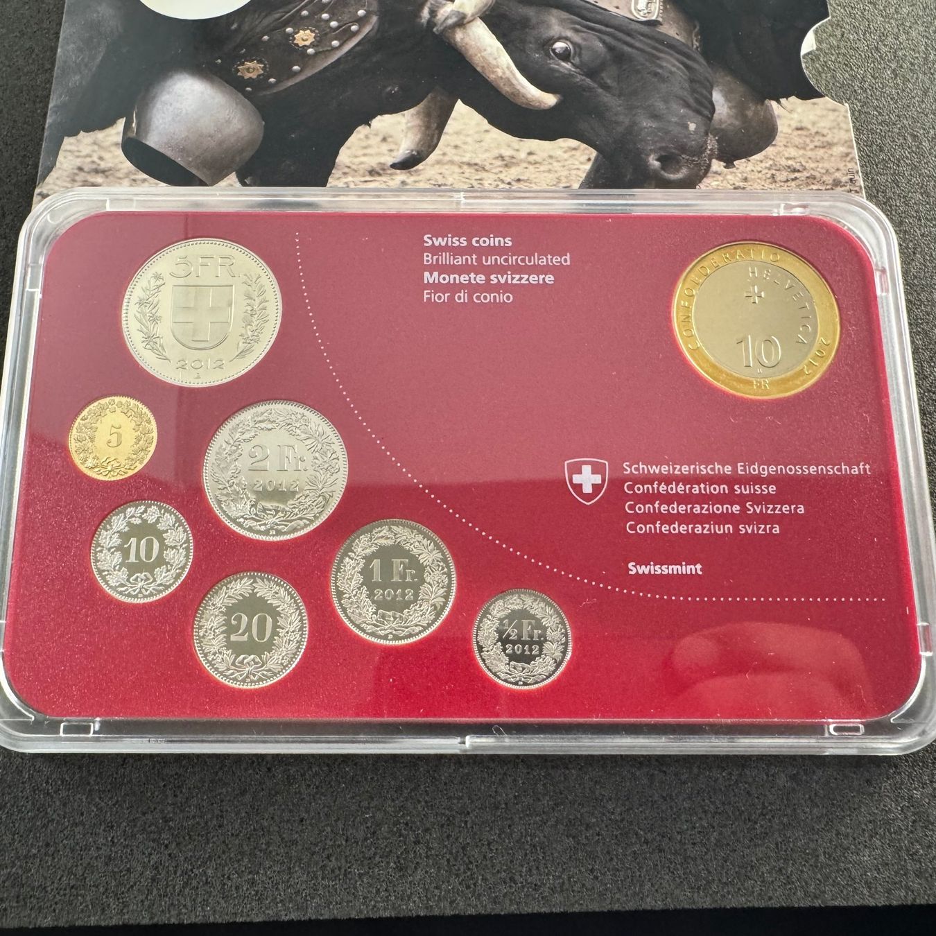 Tutti le monete: Münzsatz Schweiz Ringkuhkämpfe 2012 stgl – Usato da Reitnau venduto da Coinhouse 1