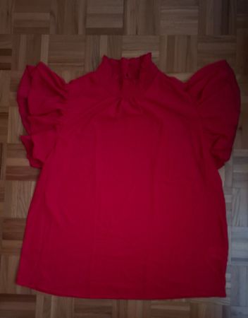 Blouse Shein rouge à manches/Bluse Shein rot mit Ärmel