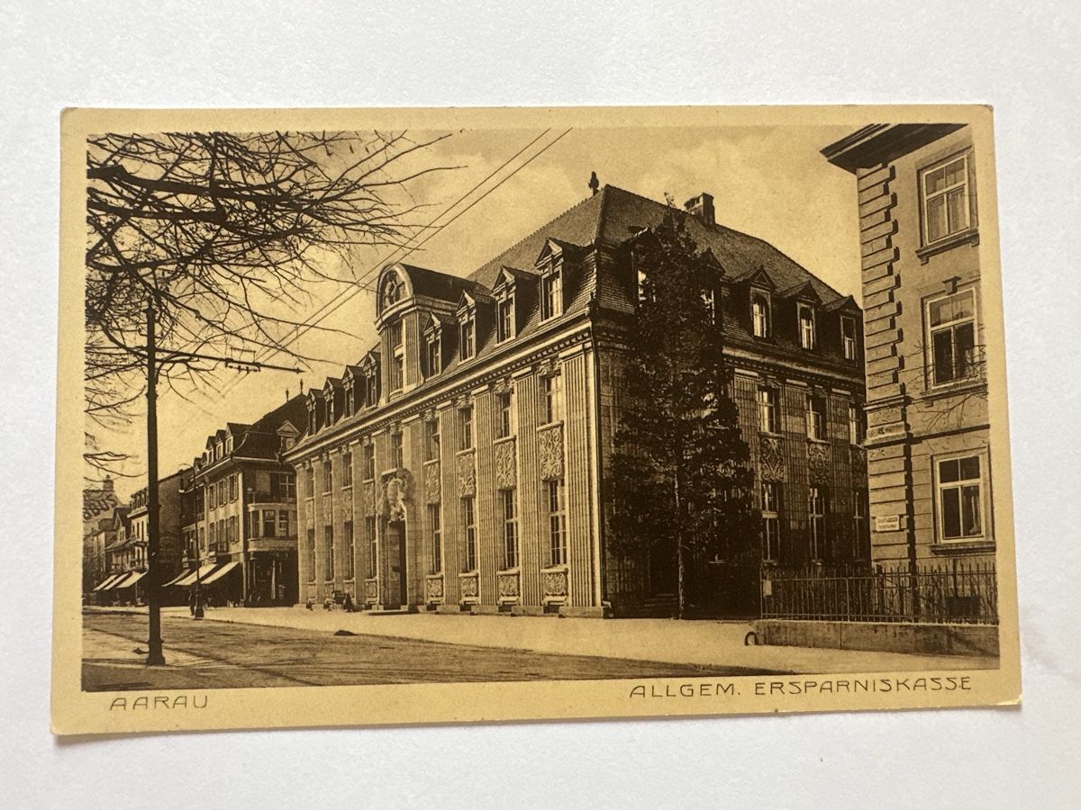 Cartoline postali: Aarau 1914, allgemeine Ersparniskasse – Usato da Frauenfeld venduto da aluma14
