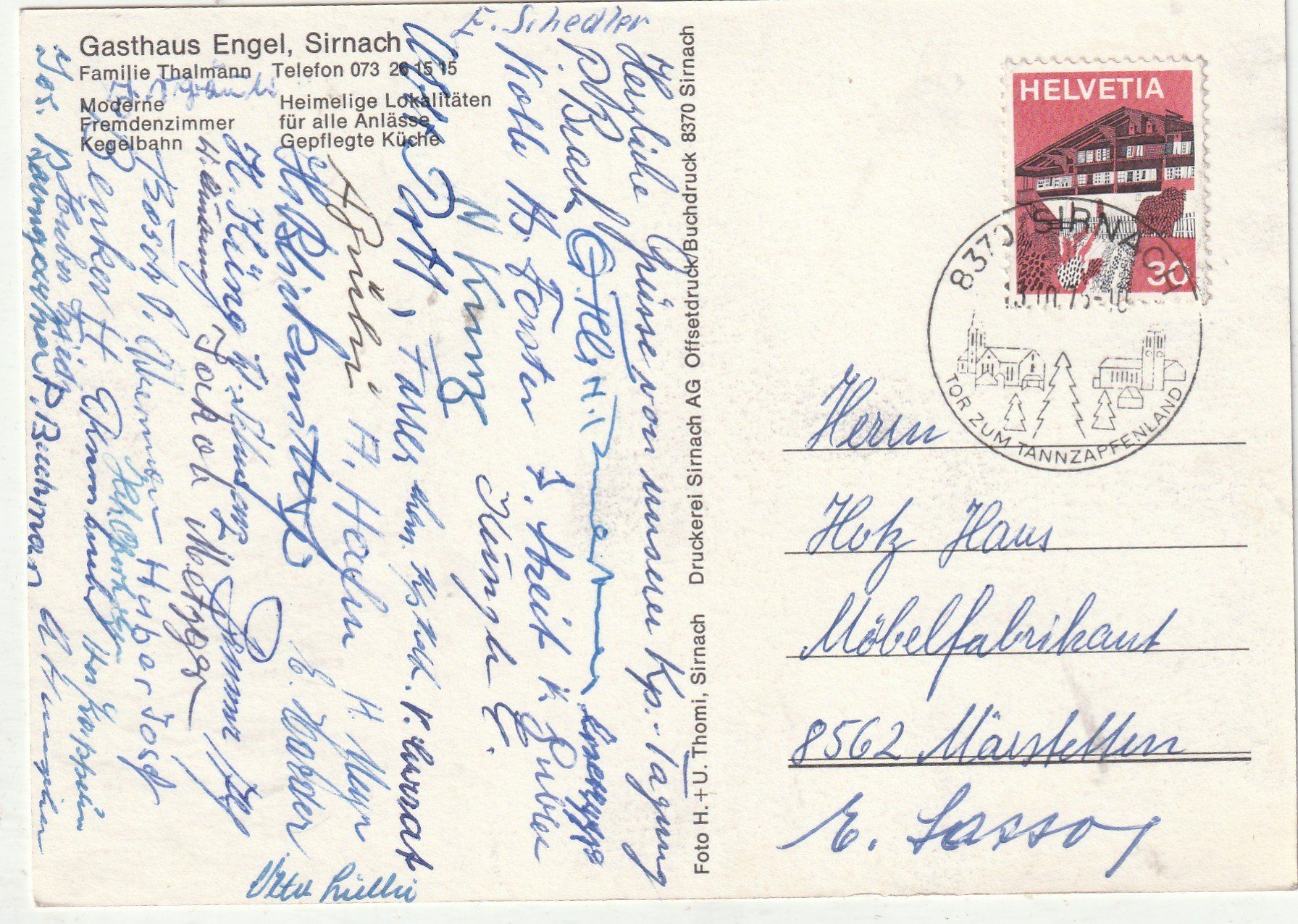 Cartoline postali: Gasthaus Engel Sirnach – Usato da Lumbrein venduto da made02 1
