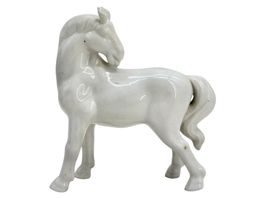 Figurine de cheval vintage en céramique blanche de Chine