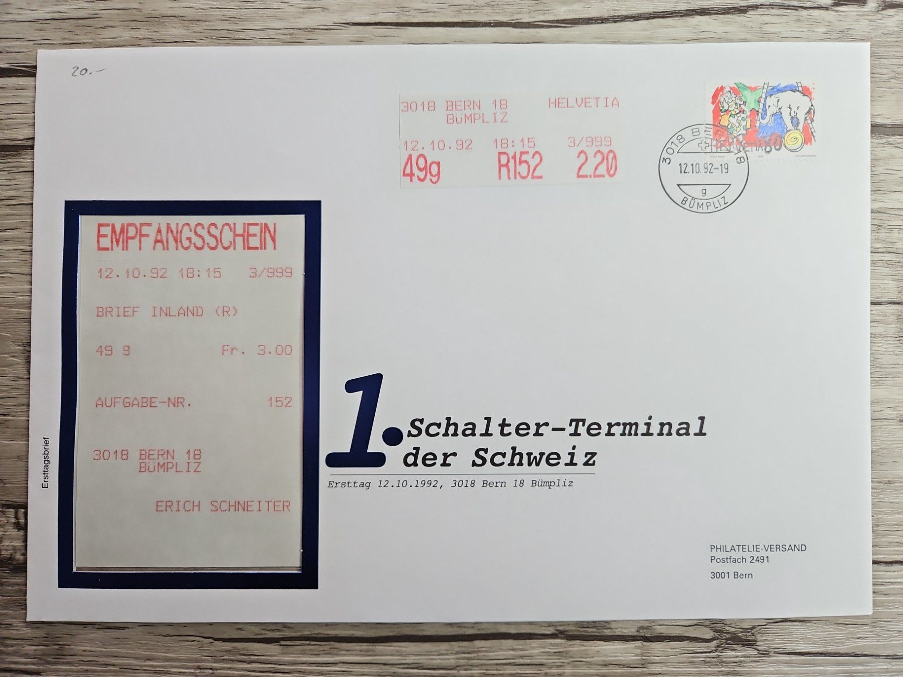 Tous les timbres: CL07 Enveloppe + Timbre Suisse 1992 / Grand Format – D'occasion à Cousset par Patrick_Collections