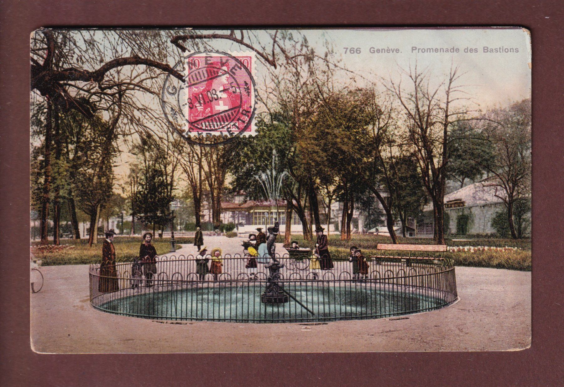 Cartoline postali: GENEVE - Promenade des Bastions - 1908 – Usato da Pully venduto da nicecards