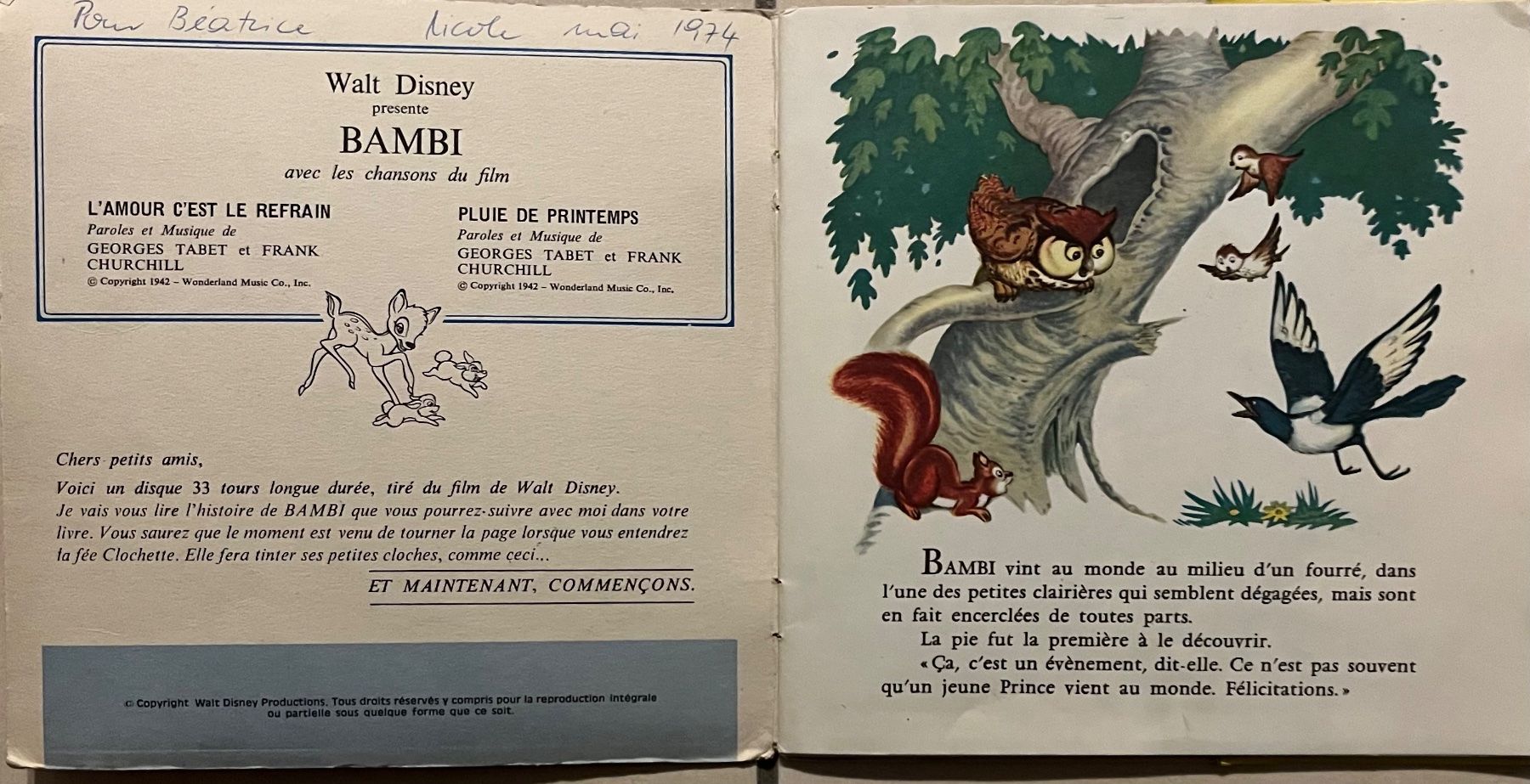 Schallplatten: WALT DISNEY - BAMBI – Gebraucht aus Bussigny von vinyl-pas-cher 1