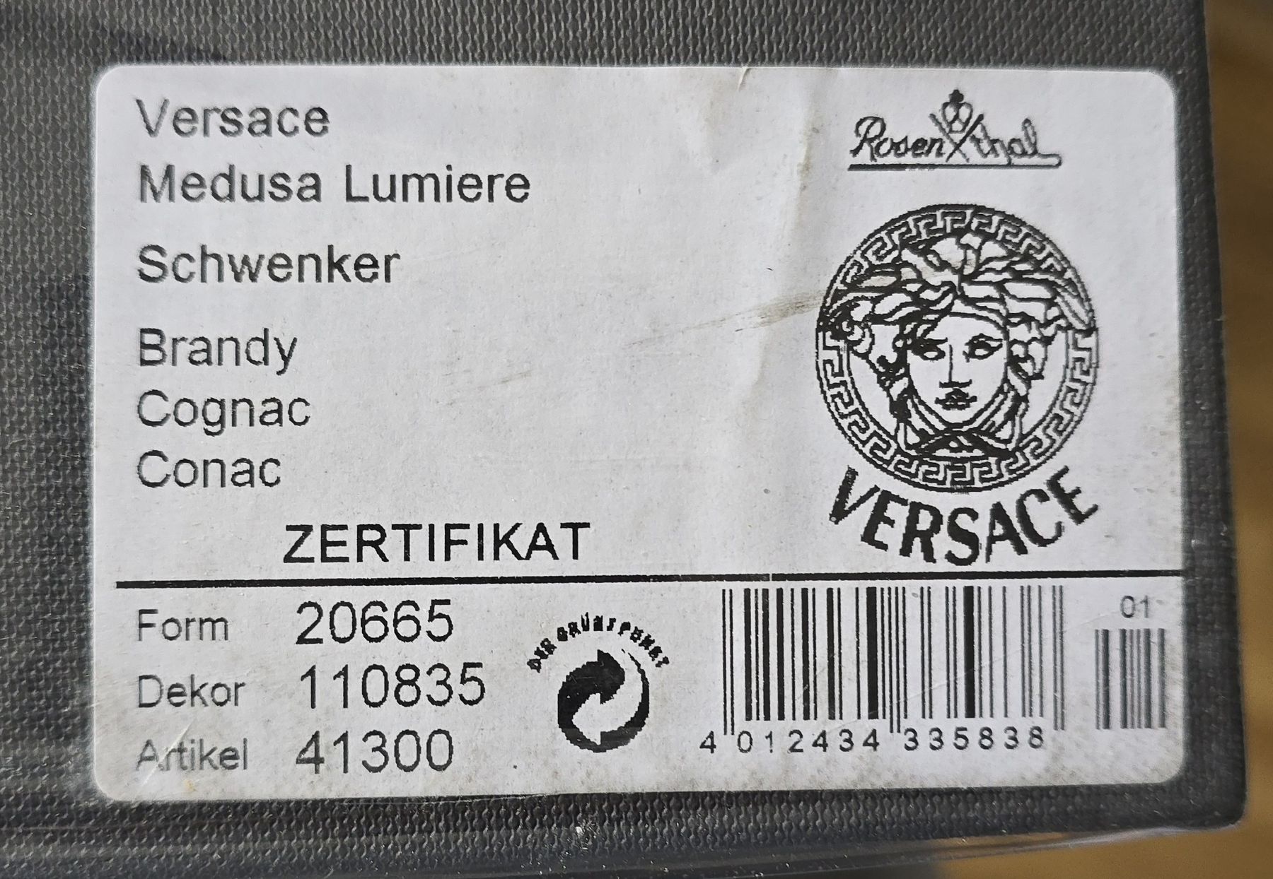 Versace Bicchieri: Versace Cognac Brandy Glass – Usato da Amriswil venduto da newschweiz 2