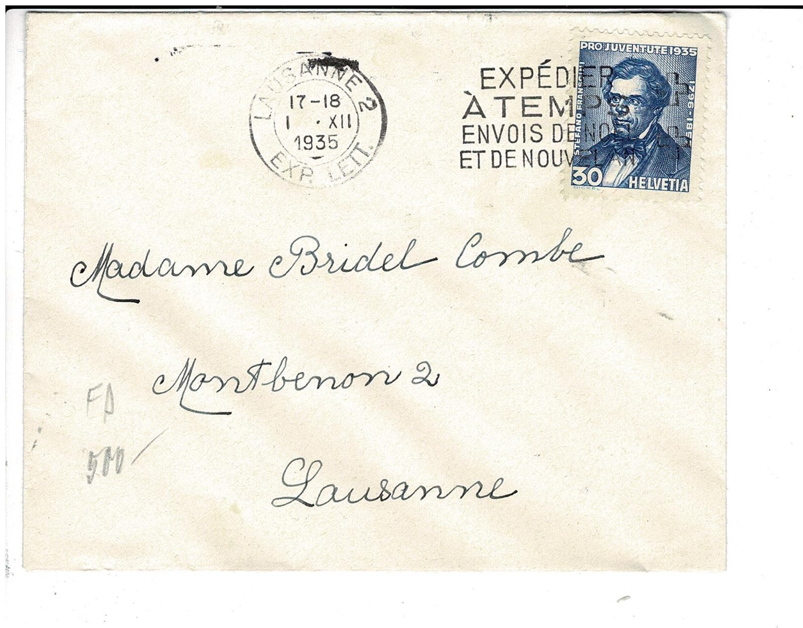 Alle Briefmarken: J76 FDC – Gebraucht aus Lausanne von Whorvath