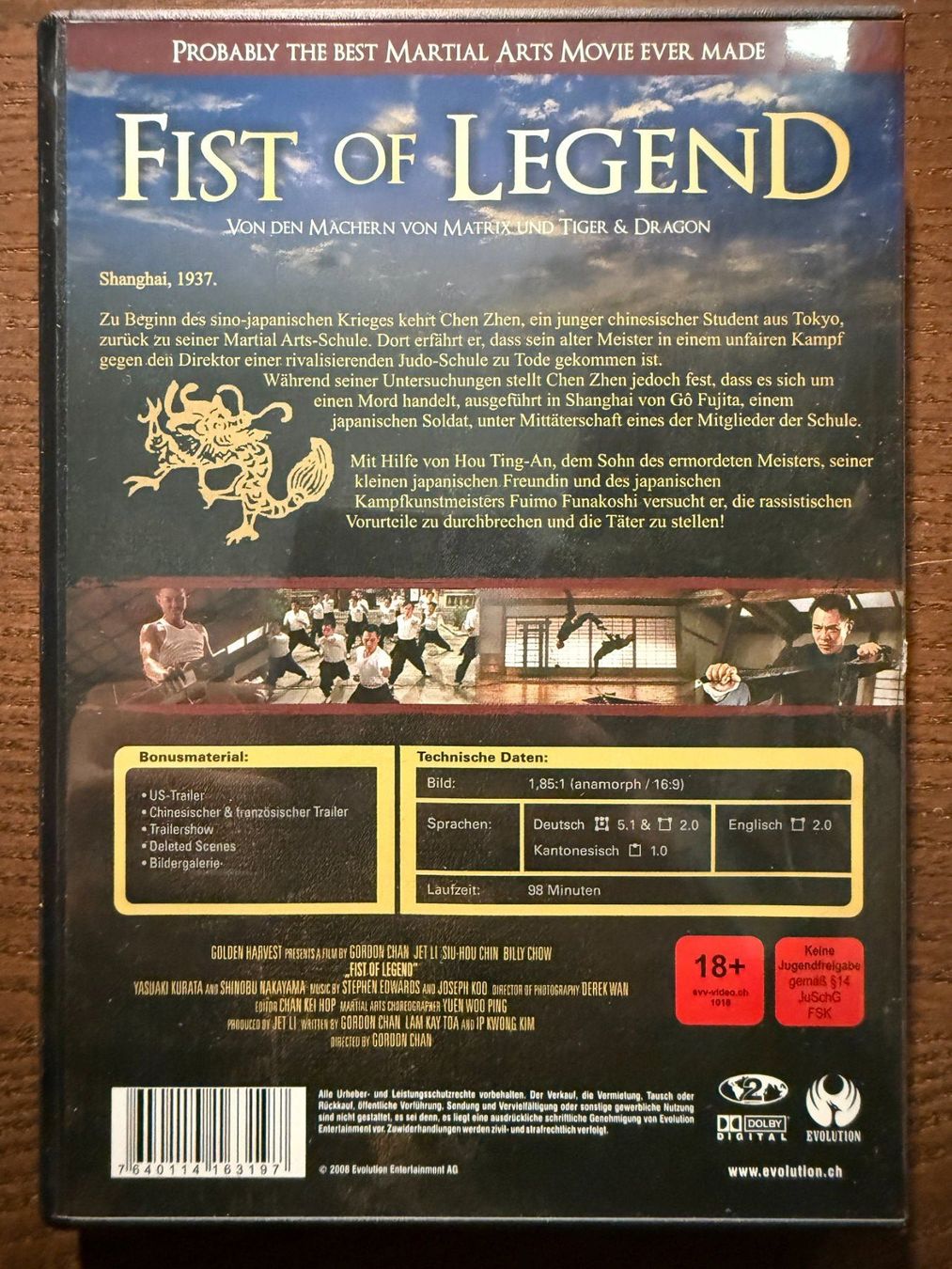 Tutti i DVDs: Fist of Legend – Usato da Zürich venduto da FilmFreunde 1