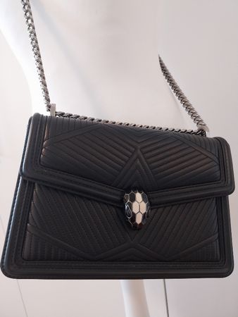 schwarze BVLGARI Serpenti Diamond Blast Tasche