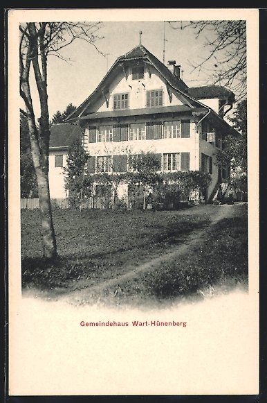 Cartoline postali: Hünenberg, Gemeindehaus Wart vom Garten – Usato da Berlin venduto da bartko-reher