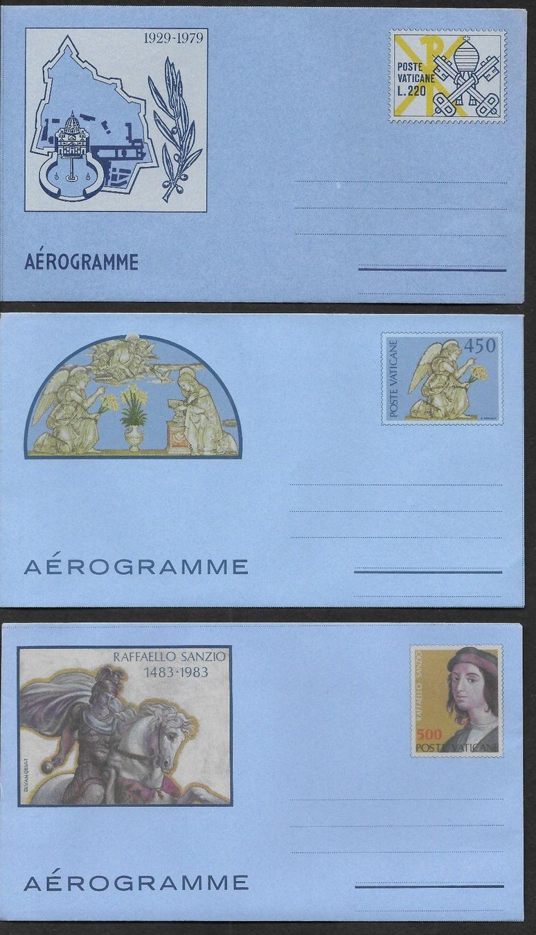Tutti i francobolli: Vatikan 3 Aerogramme  ** – Nuovo (secondo la descrizione) da Olten venduto da clotaldi