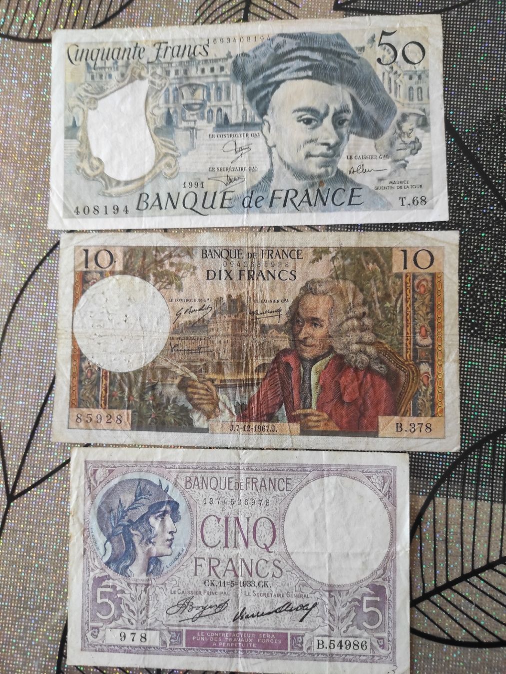 Banknoten: serie de billets françaises  – Gebraucht aus Couvet von lulul 2