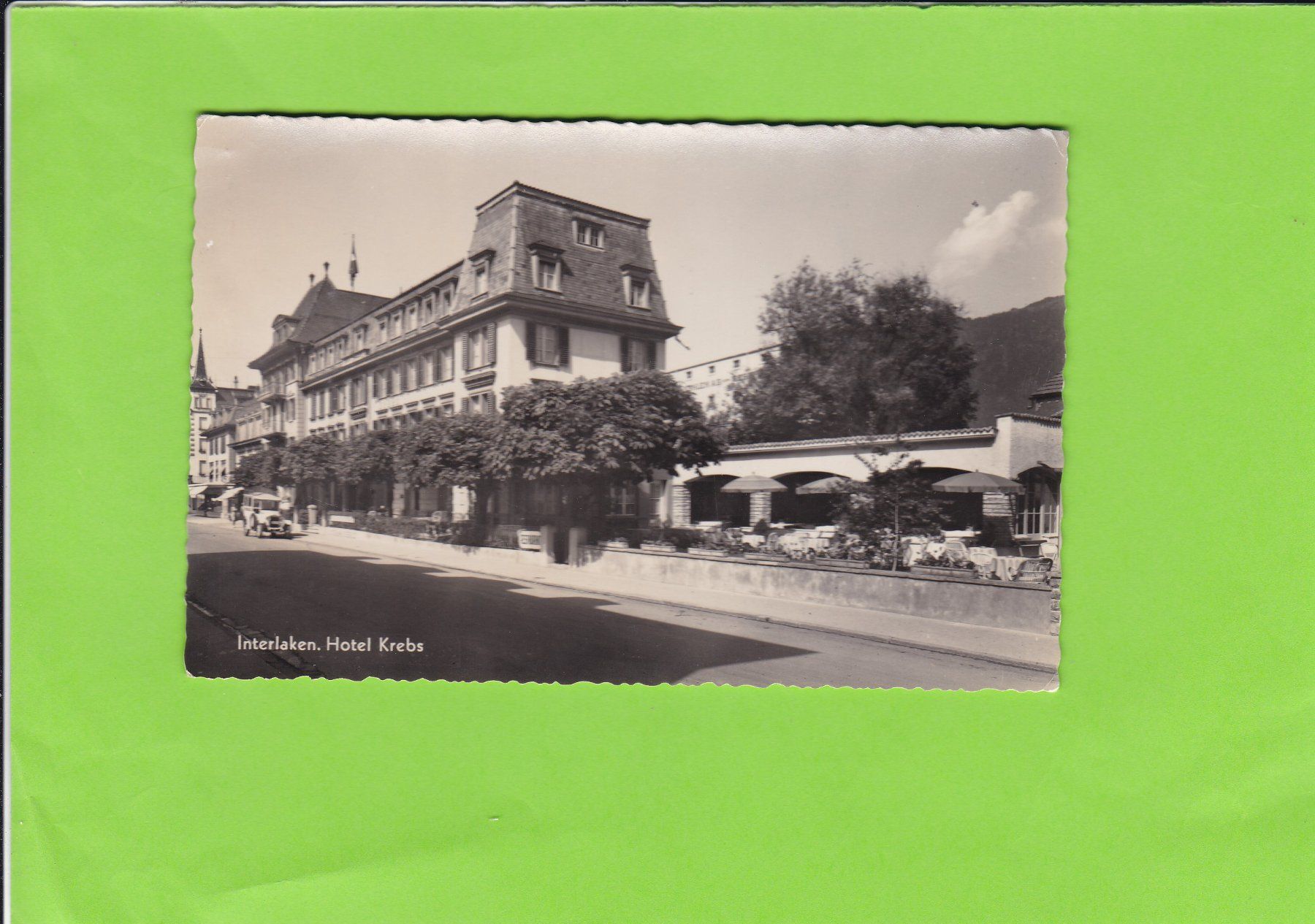 Cartoline postali: Interlaken-Hotel Krebs--Oldtimer – Usato da St. Peterzell venduto da neckertal