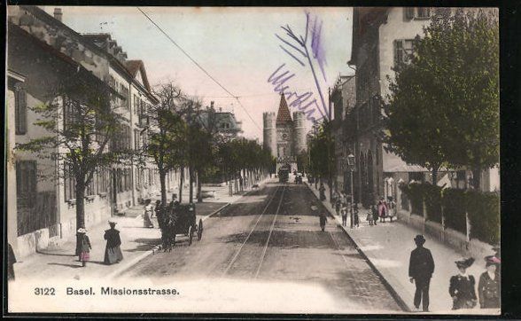 Cartes postales: Basel, Missionsstrasse, Strassenbahn, To – D'occasion à Berlin par bartko-reher