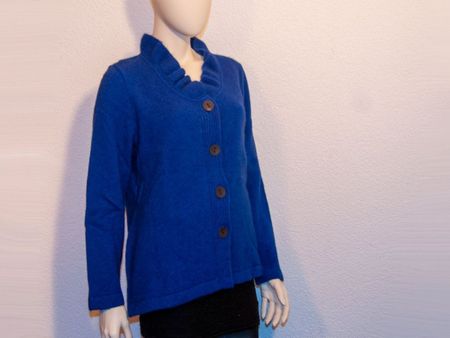 Possum Damen Jacke mit Rüschen L blau