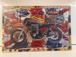 UNIKAT -  Triumph, Deus, Breitling, Motorrad auf Holz