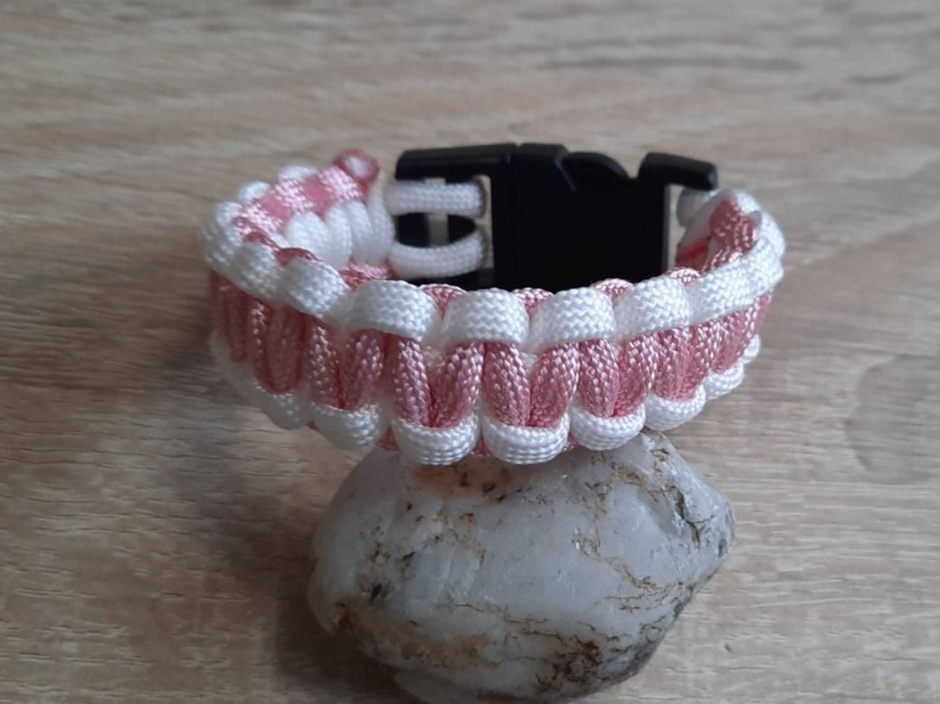 Bracciali & Braccialetti: Paracord Armband Weiss Rosa – Nuovo e nell'imballaggio originale da Walenstadt venduto da emynmuil1 1