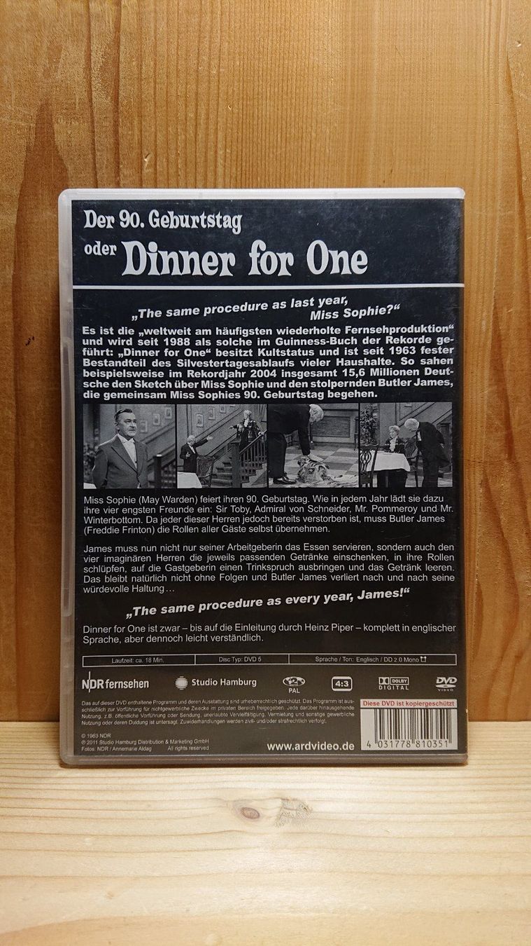 Alle DVDs: DINNER FOR ONE DVD – Gebraucht aus Wilderswil von Exebub 1