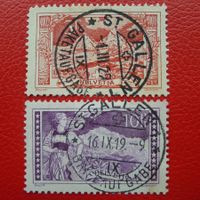1914 Landschaftsbilder 142+131 mit Vollstempel von ST.GALLEN