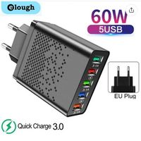 60W USB-Ladegerät QC 3.0 5 Ports Schnellladeadapter