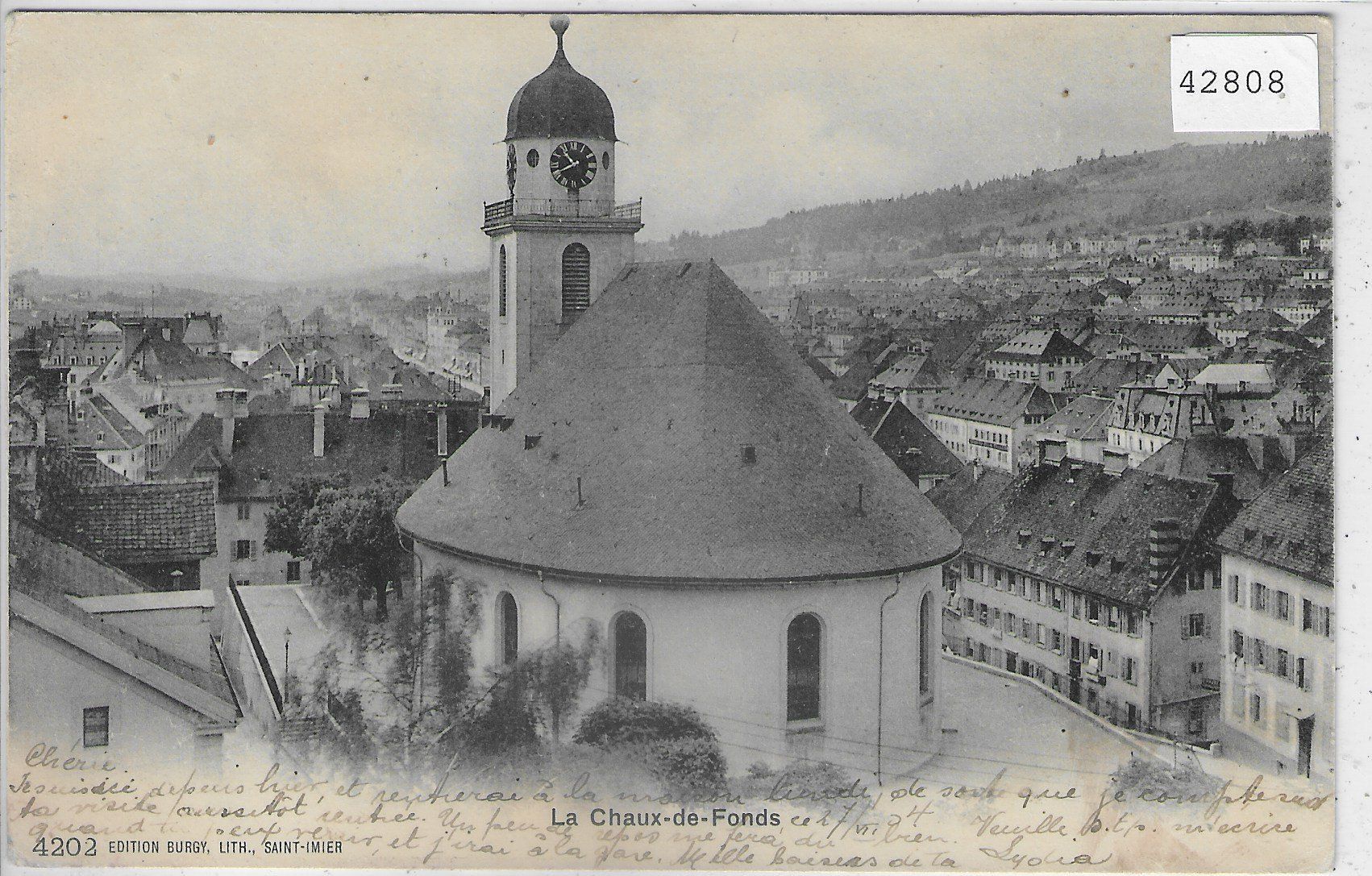Cartoline postali: La Chaux-de-Fonds - Kirche Eglise – Usato da Ettingen venduto da Kartenplanet