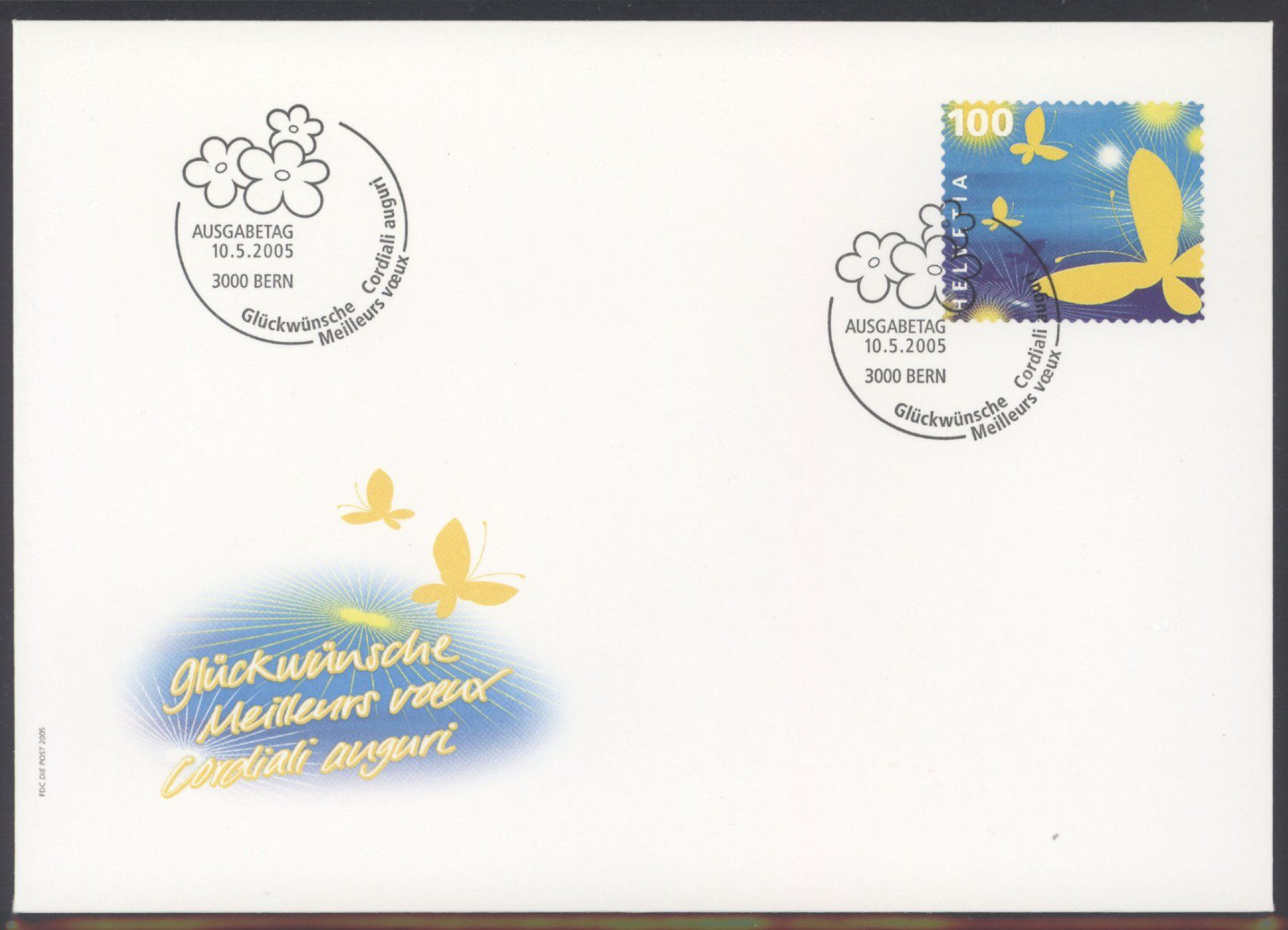 Tutti i francobolli: 2005, FDC, Sondermarke Glückwünsche – Usato da Willisau venduto da Vollstempel