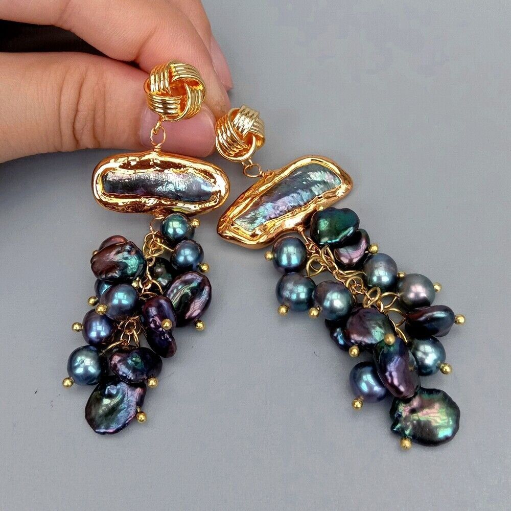 Orecchini pendenti & Orecchini a lobo: Lua schwarz Perlen Ohrhänger Echt Boucles Chandelier Perle N – Nuovo (secondo la descrizione) da Prilly venduto da ilyria73 2