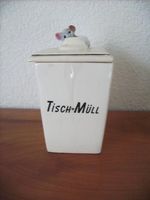 alte Keramik-Tisch-Dose mit Maus-Applikation