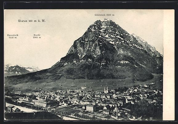 Cartes postales: AK Glarus, Ortsansicht mit Glärnisch – D'occasion à Berlin par bartko-reher