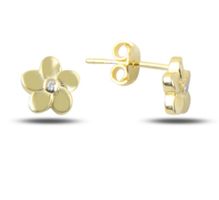 Ohrstecker Blume Zirkonia gold 925 Silber Gänseblümchen 7mm