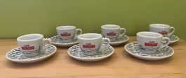 6 Stk. Espresso Tassen + Untertellern Caffe Moreno NEU