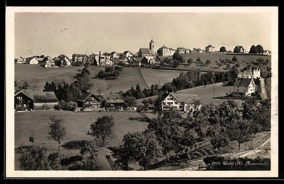 Ansichtskarten: AK Wald /Appenzell, Ortspanorama mit Kirche – Gebraucht aus Berlin von bartko-reher