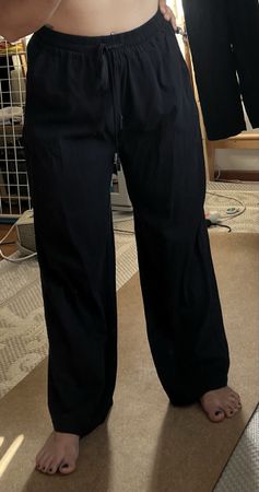 Schwarze 100% Seidenhose / Palazzohose – dicker Seidenstoff