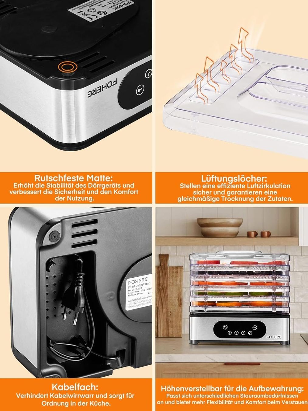 Elettrodomestici da cucina: Dörrautomat 5 Tabletts 420W Timer Edelstahl – Nuovo e nell'imballaggio originale da St. Gallen venduto da sch_zsz7 6