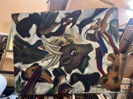 Tableau animalier signé M.C Lambert AK Art Singulier huile