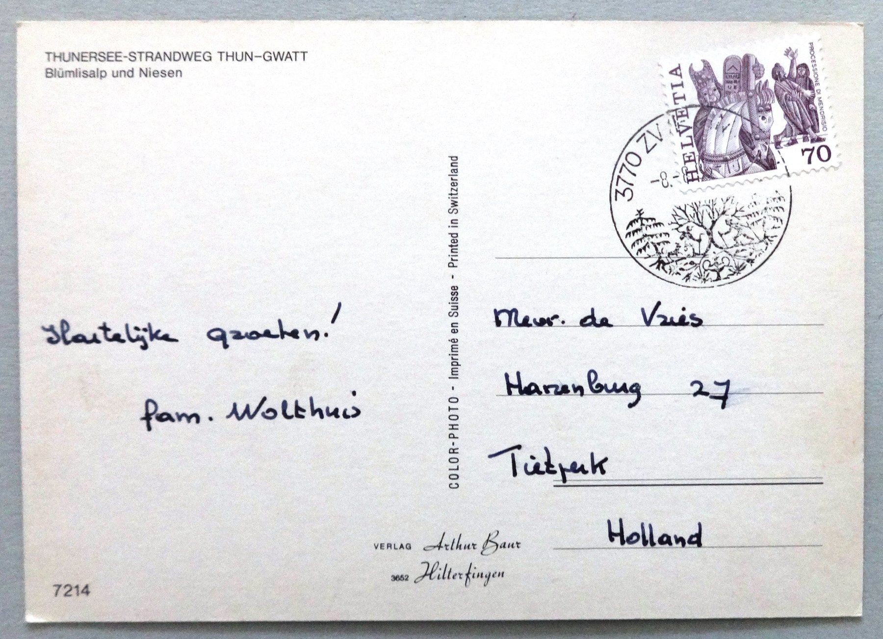 Cartes postales: Thunersee - Strandweg Thun-Gwatt – D'occasion à Fétigny par Billy2miny 1