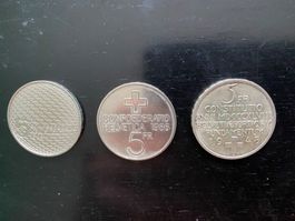 Drei 5-Franken-Gedenkmünzen / 1974 / 1986 / 1988