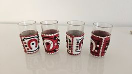 4 cicchetti con supporto in pelle colorata