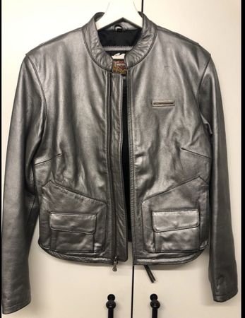 Veste en cuire argentée Harley Davidson