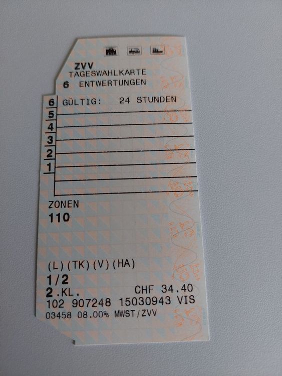 ZVV Tageskarten 6er-Karte Stadt Zürich (Zine 110) | Kaufen auf Ricardo
