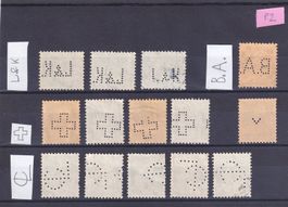 Perfin-Lot mit L&K, B.A., Kreuz, v, CL etc., Mängel (P2)