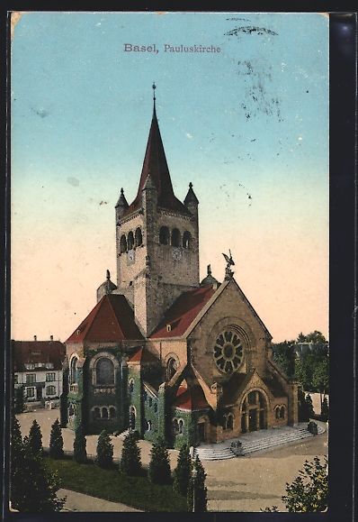 Cartoline postali: AK Basel, Blick auf die Pauluskirche – Usato da Berlin venduto da bartko-reher