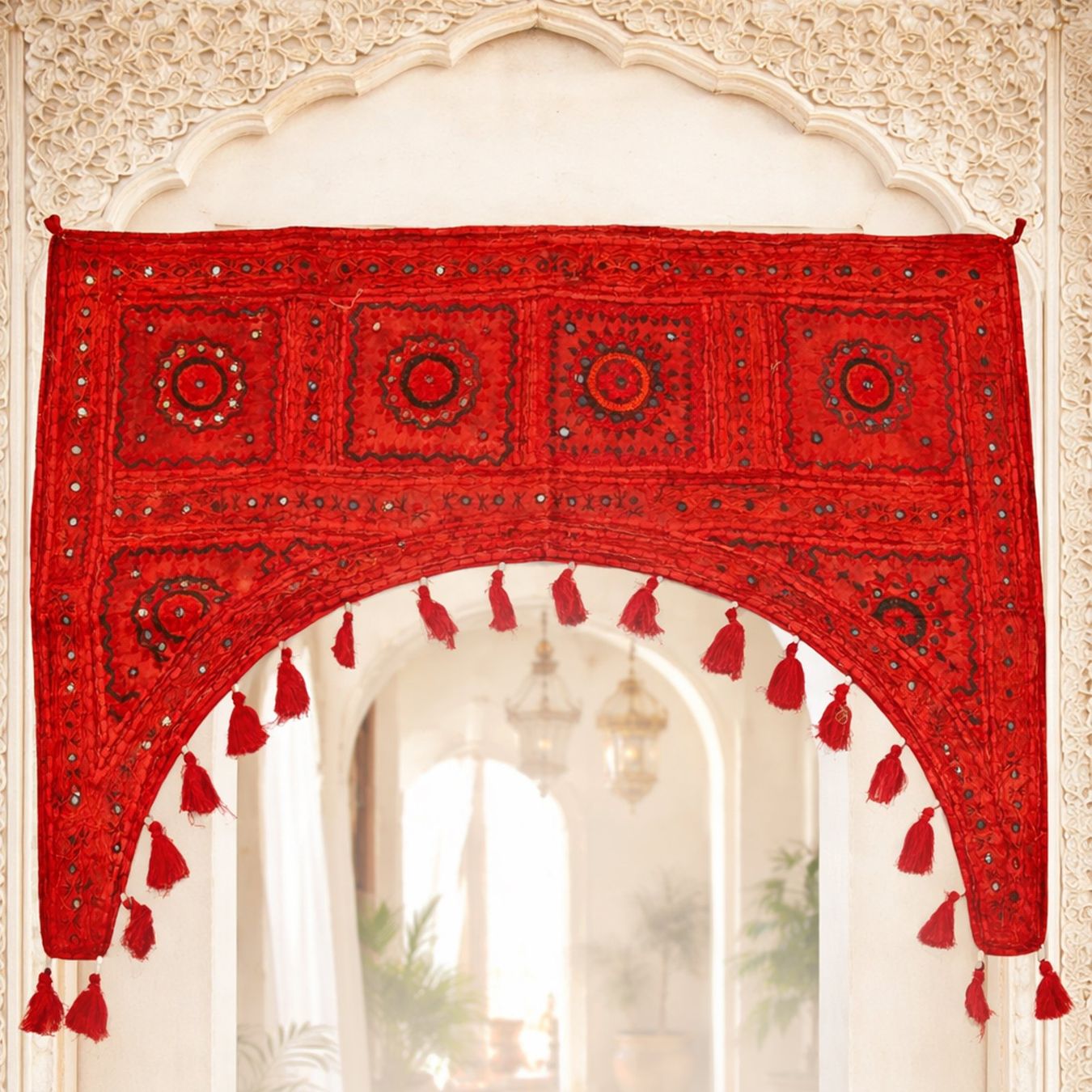 Tende: Patchwork Türbehang Thorang  Patchwork Rot Baumwolle Indien – Nuovo e nell'imballaggio originale da Bad Salzdetfurth venduto da Weltenbummler-Shop