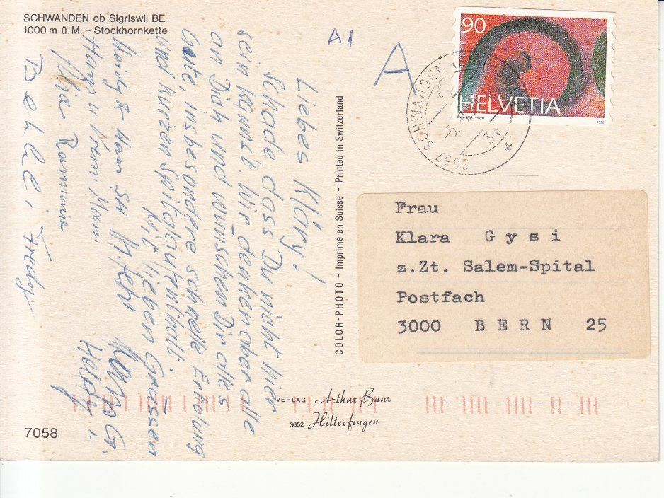 Cartoline postali: Schwanden 1999 – Usato da Bürglen TG venduto da StampGraf 1