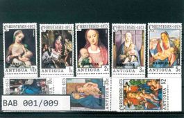 BARBUDA 8 BRIEFMARKEN WEIHNACHTEN