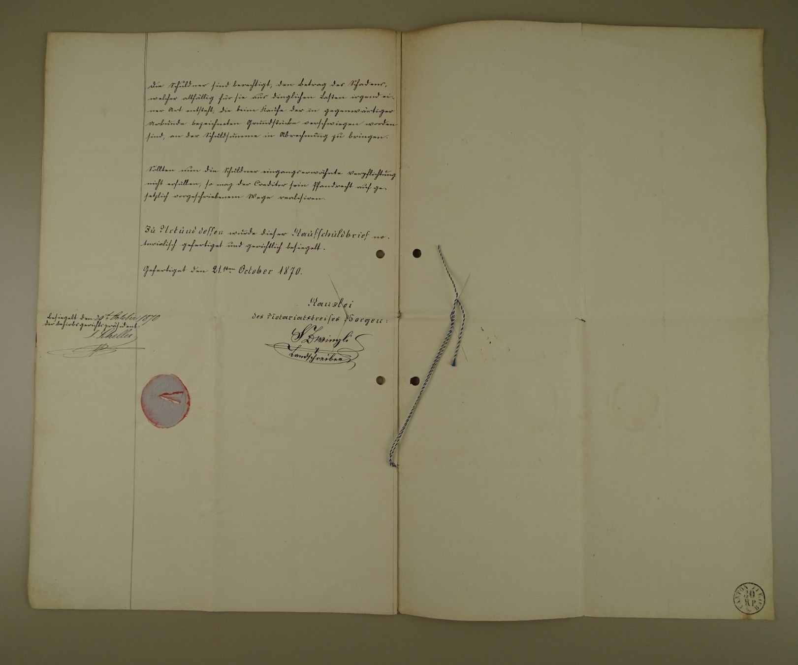 Dokumente: NOTARIAT HORGEN KAUFSCHULD-BRIEF 1870 – Gebraucht aus Grüningen von Kartensammler 3