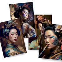 Japanische Geisha DS0150 ⚡️ Set mit 4 Kunstdrucken à 20x30cm