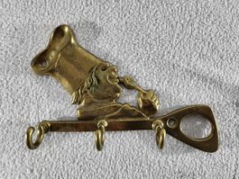 Antike Garderobe aus Messing mit Kochmotiv, Vintage.