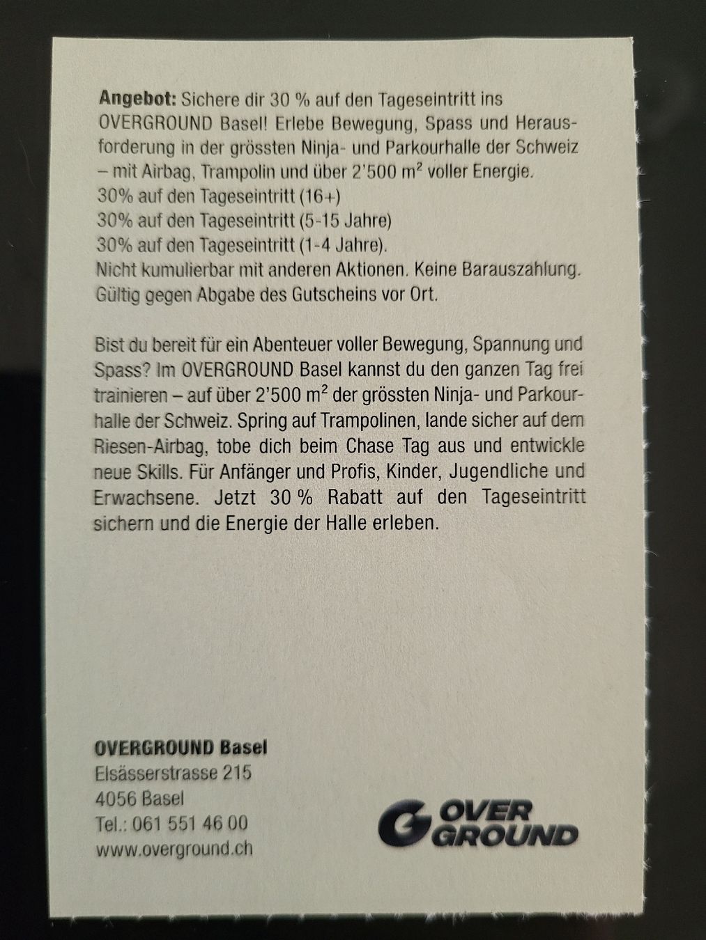 Buoni: OverGround 30% – Nuovo (secondo la descrizione) da Therwil venduto da Hexe13 1