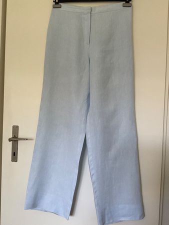 LONGHIN 100% Leinen Hose Gr 38 it 42 hellblau wie neu